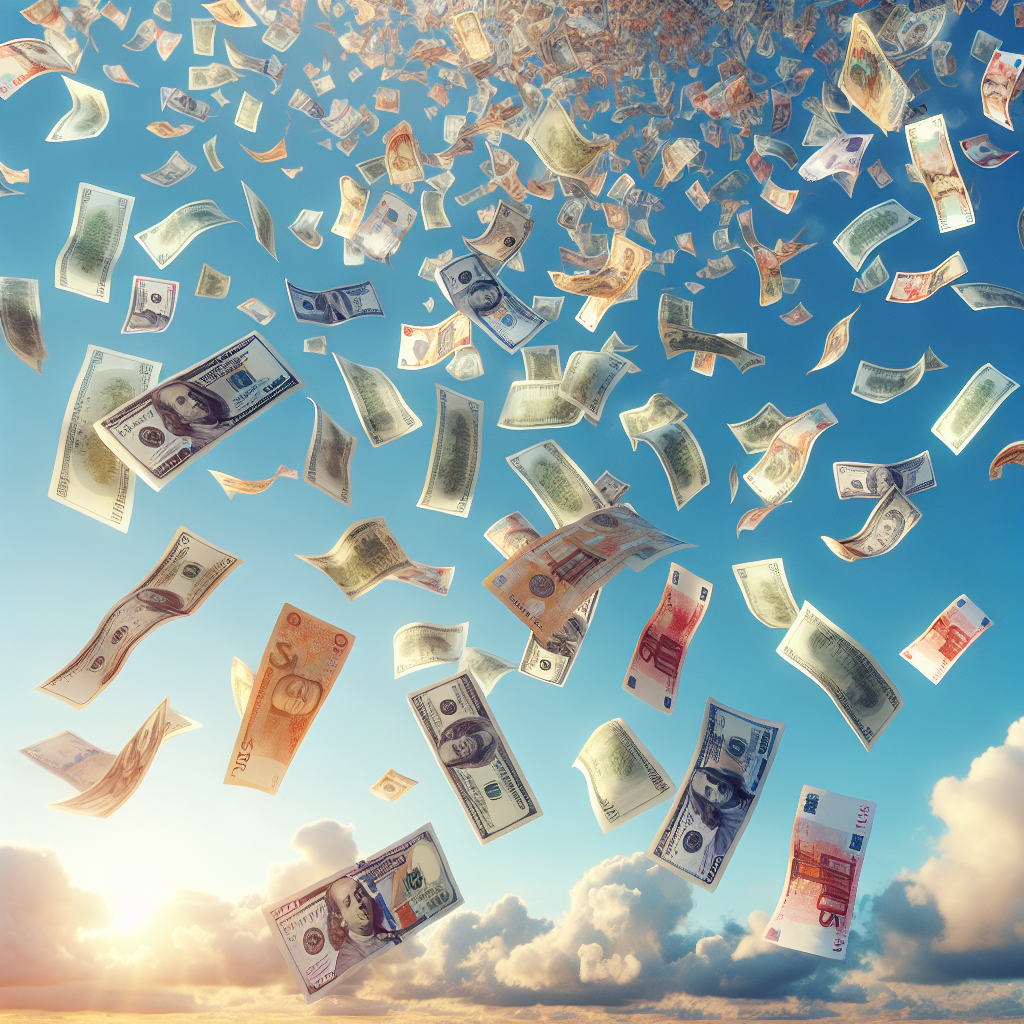 Money falling from the dky